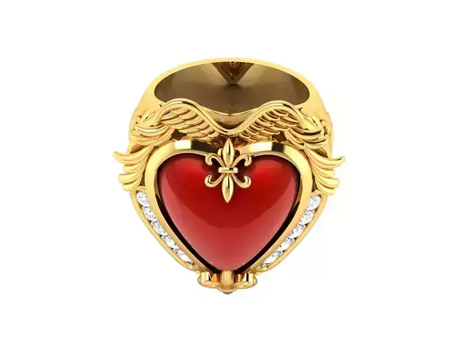 Solitaire Engagement Heart rings 3D print model