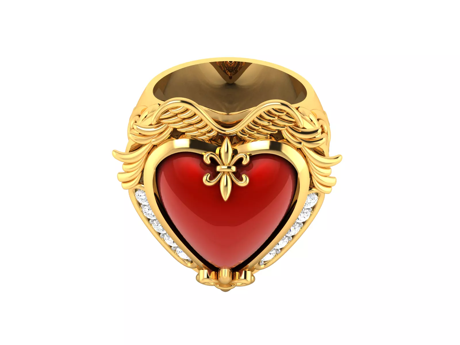 Solitaire Engagement Heart rings 3D print model_0