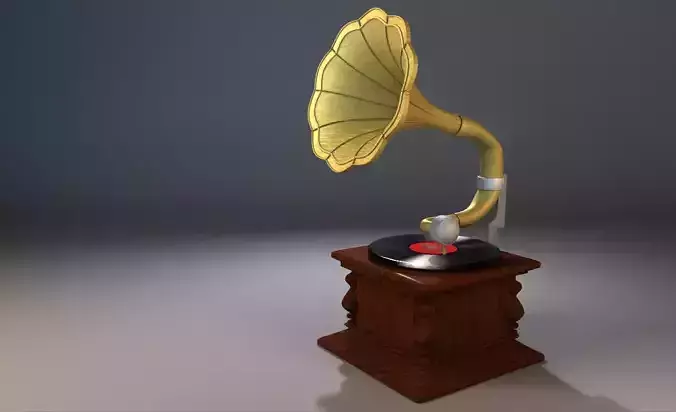  3d gramophone model low poly high quality Low-poly 3D model