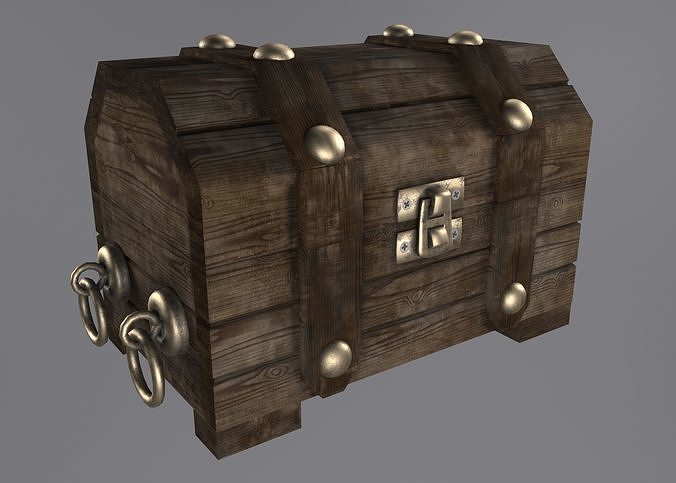 Old wooden chest Free low-poly 3D model
