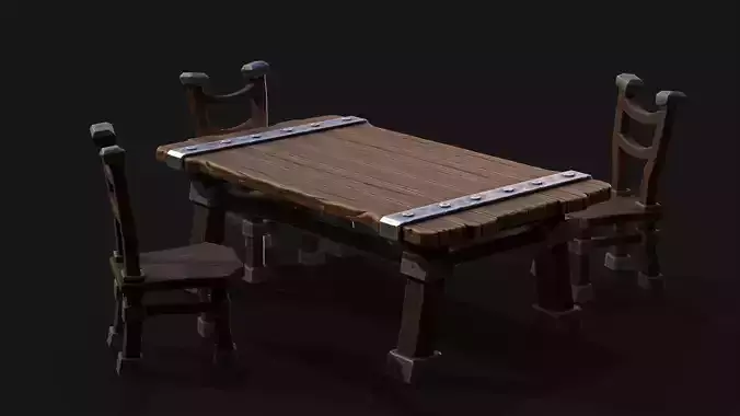 Table and Chairs Stilyzed Free low-poly 3D model