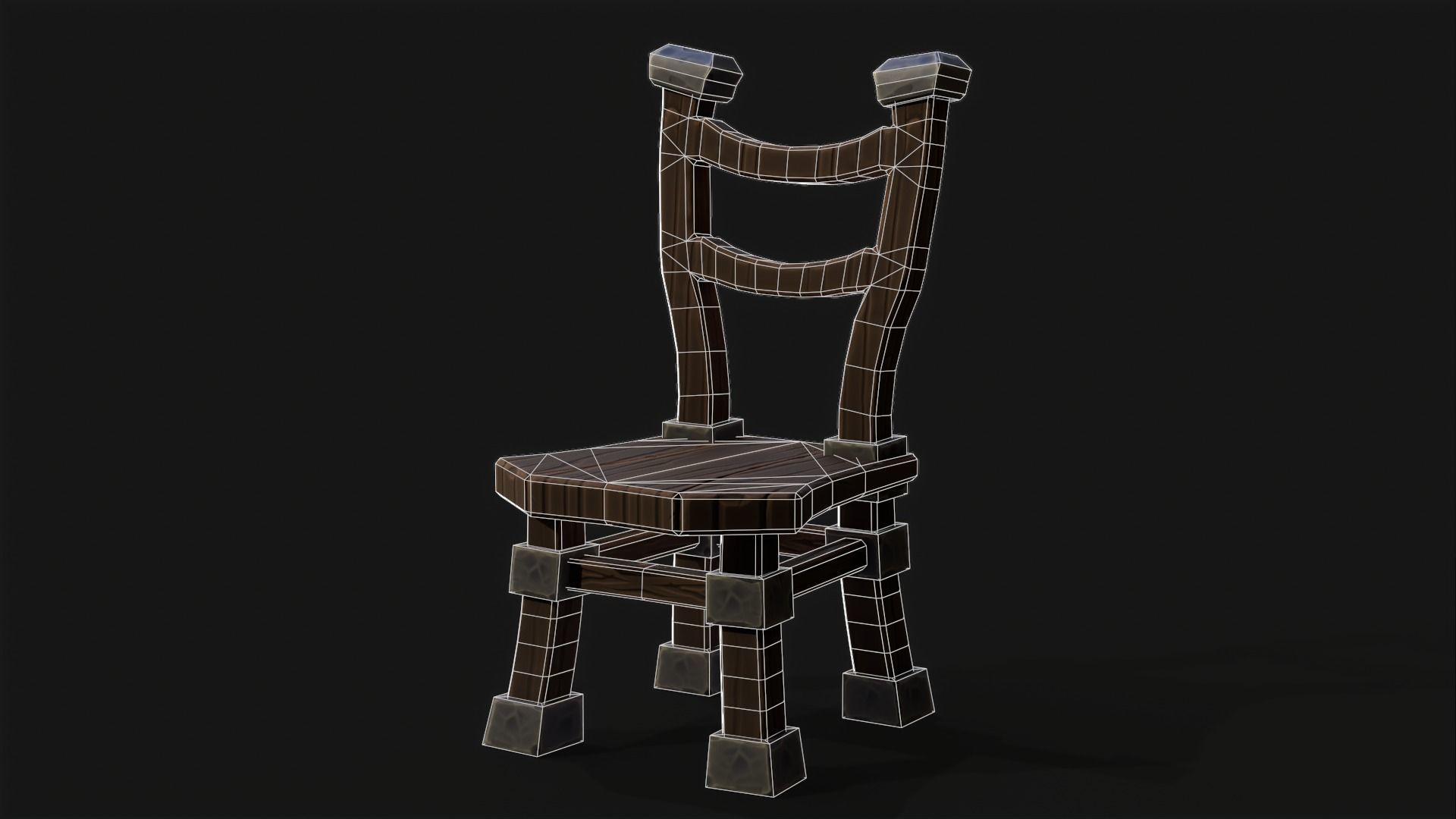 Table and Chairs Stilyzed Free low-poly 3D model_6