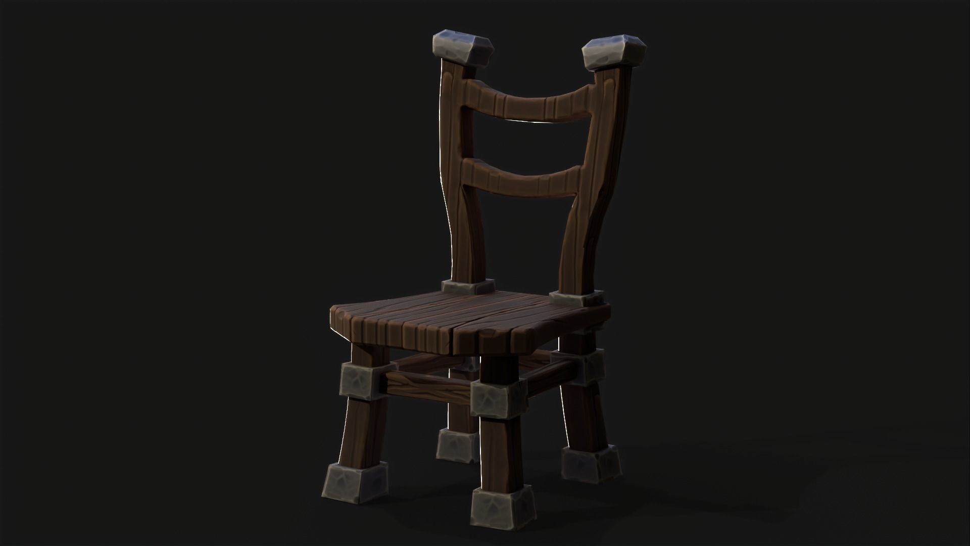 Table and Chairs Stilyzed Free low-poly 3D model_4