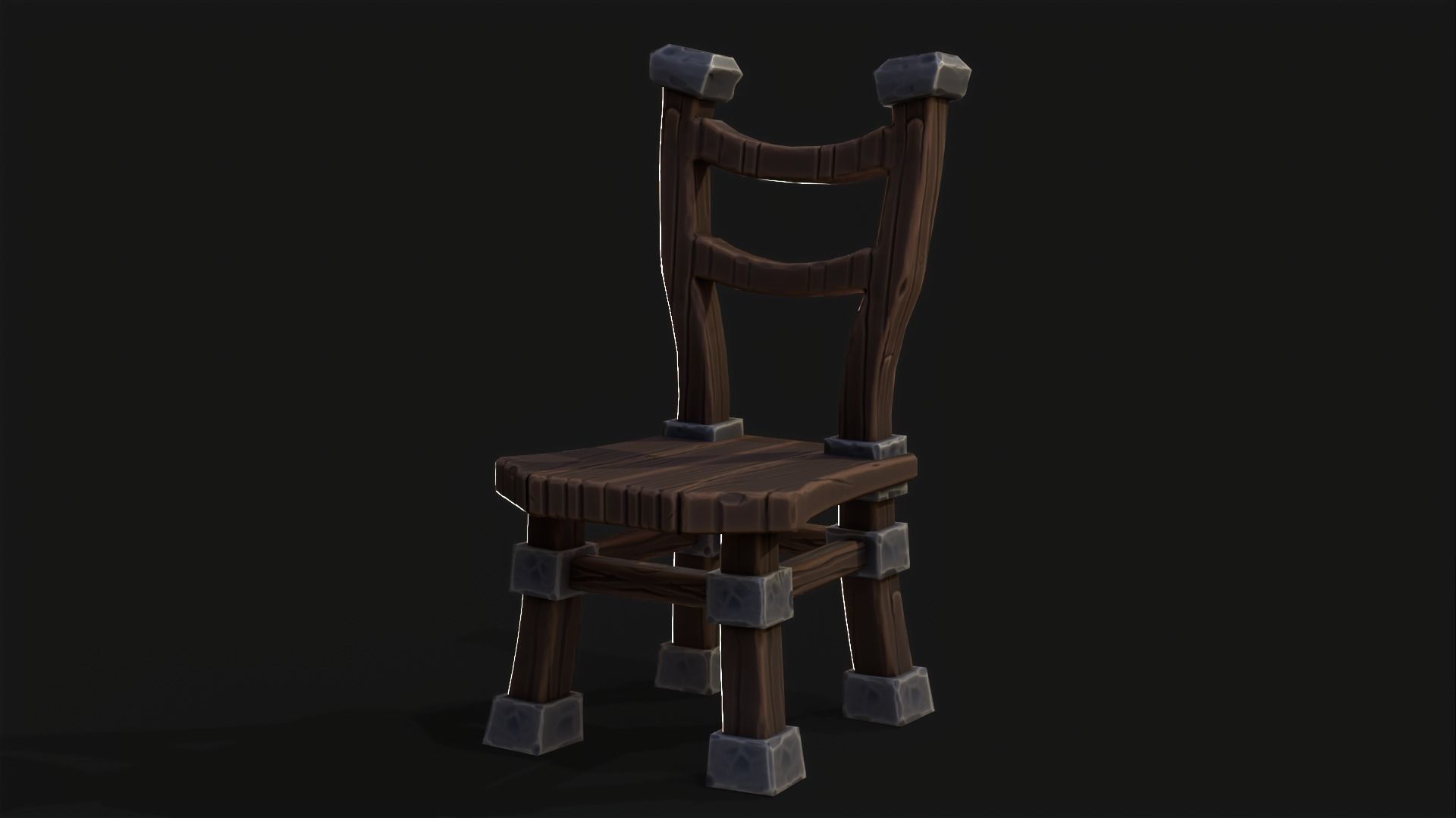 Table and Chairs Stilyzed Free low-poly 3D model_5