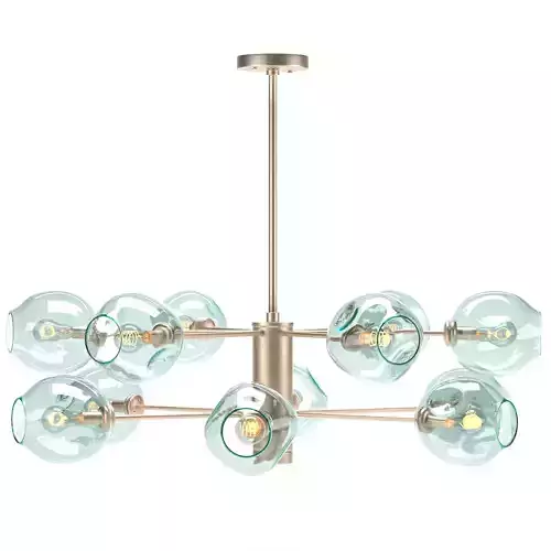 Chandelier with glass globes hanging from ceiling
