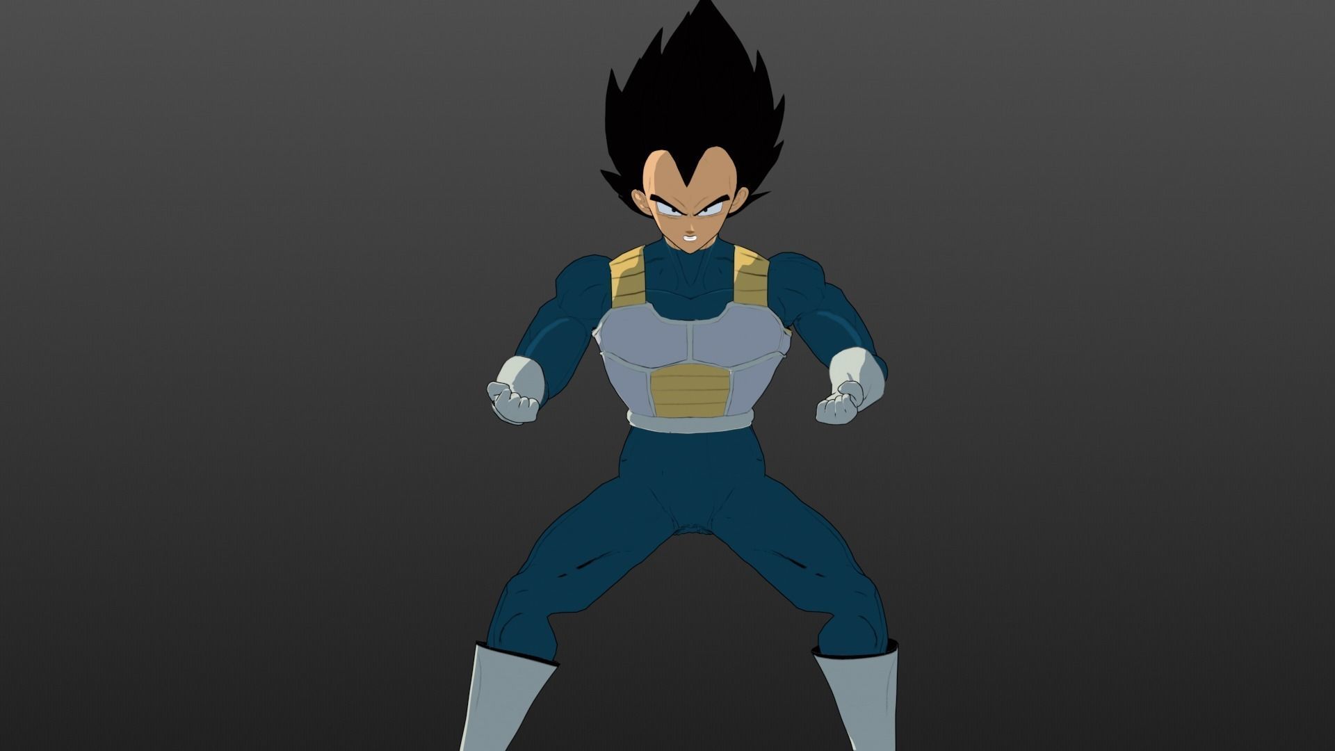 Vegeta Cel-shaded and Rigged Low-poly 3D model_2