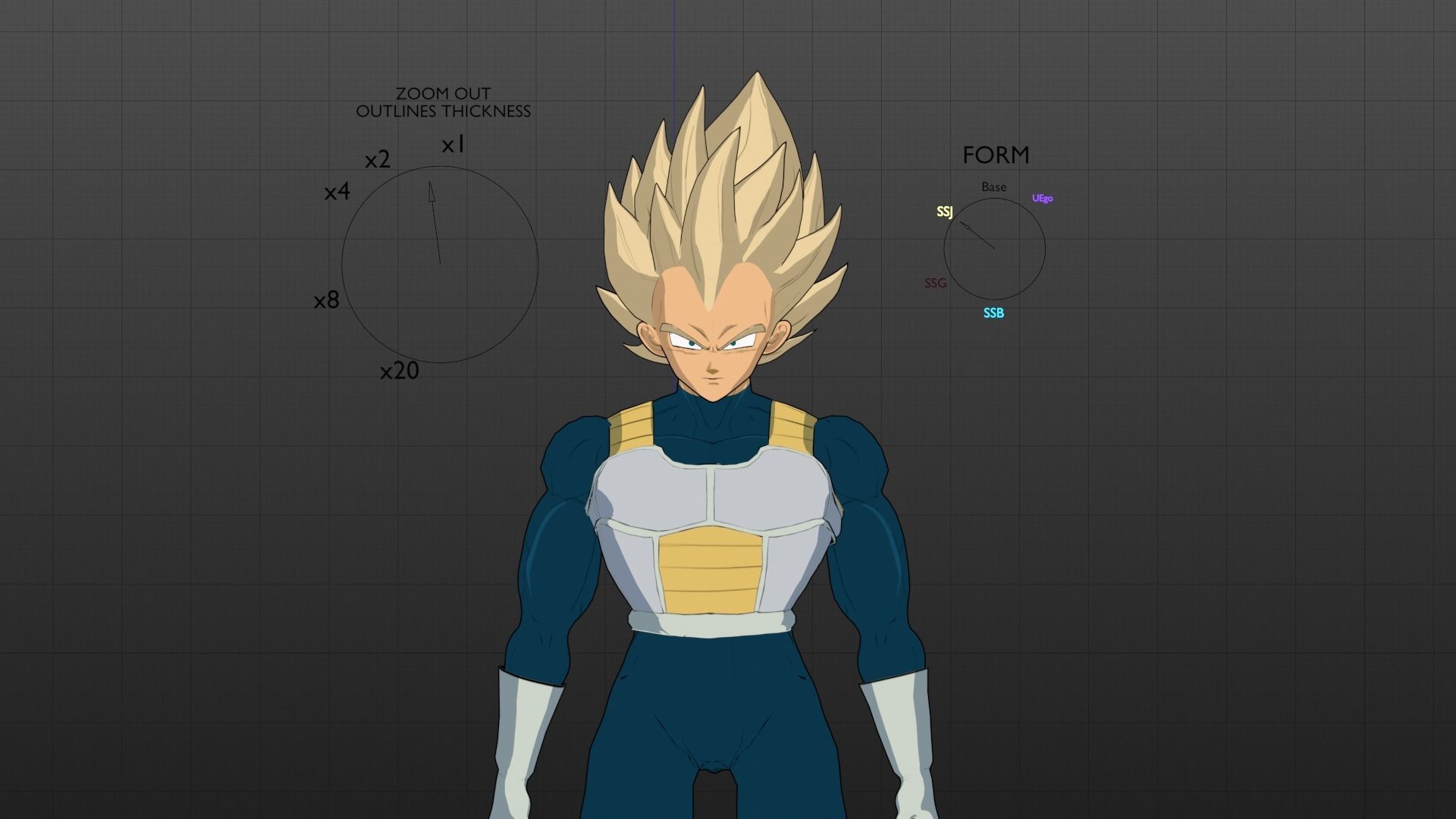 Vegeta Cel-shaded and Rigged Low-poly 3D model_6