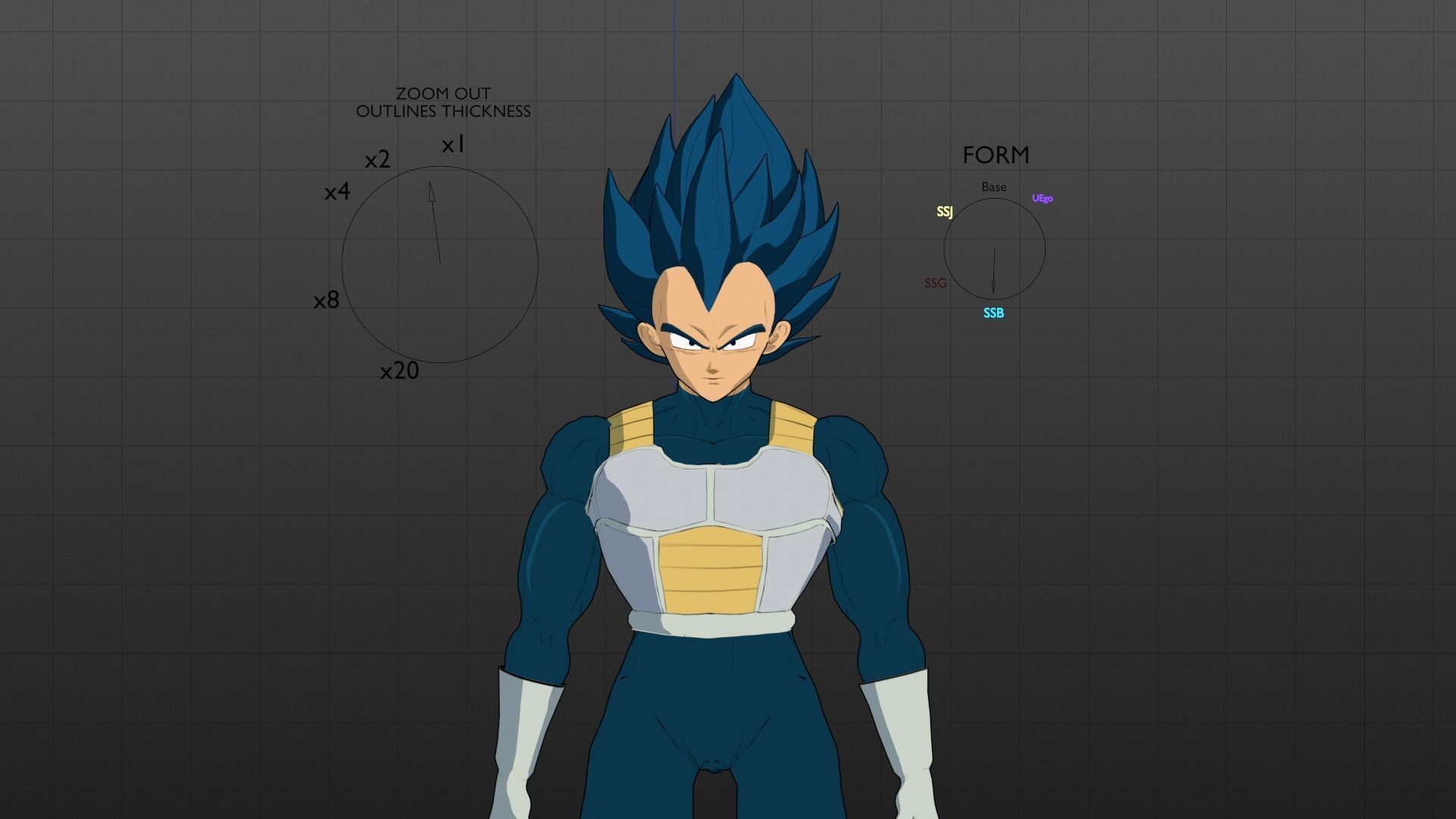 Vegeta Cel-shaded and Rigged Low-poly 3D model_8