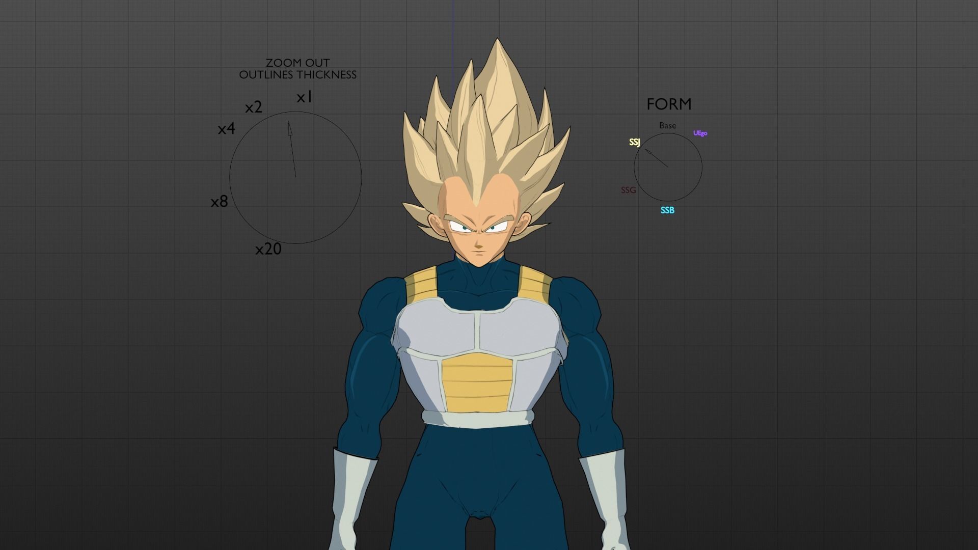 Vegeta Cel-shaded and Rigged Low-poly 3D model_5