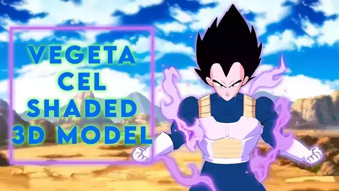 Vegeta Cel-shaded and Rigged Low-poly 3D model