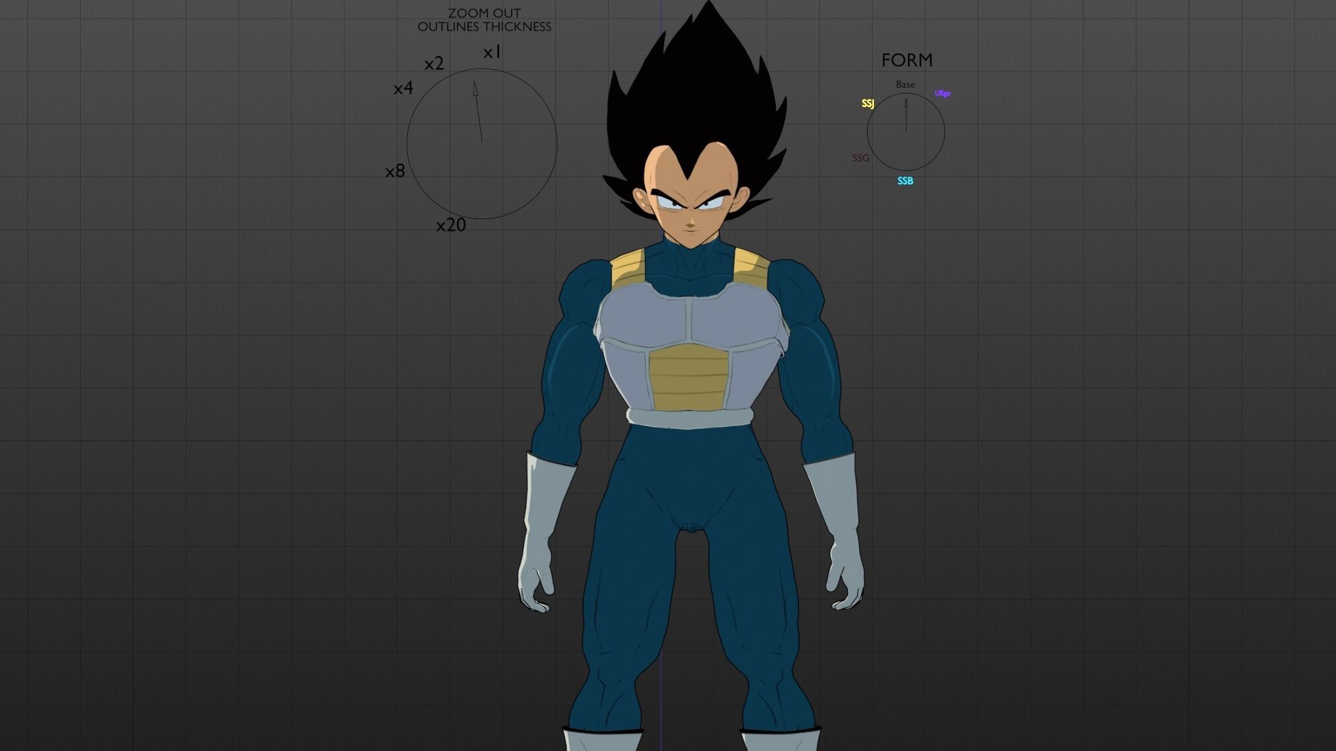 Vegeta Cel-shaded and Rigged Low-poly 3D model_3