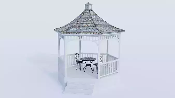 Gazebo and Garden table 3D model