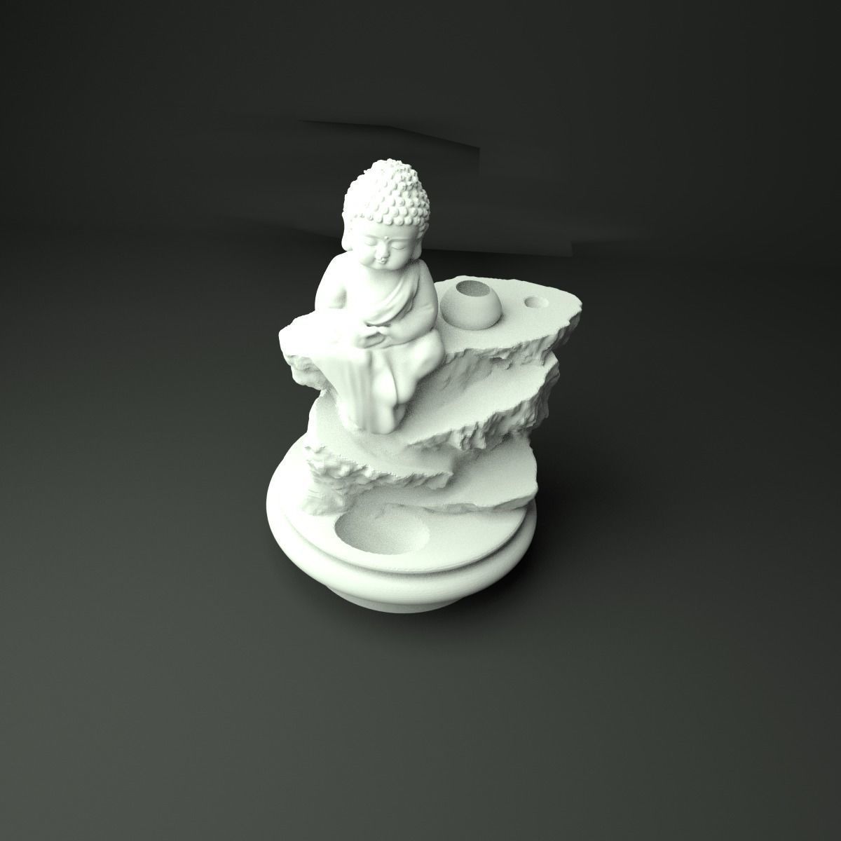 BackFlow Incense Burner Baby Buddha and Rocks for 3D printing 3D print model_10