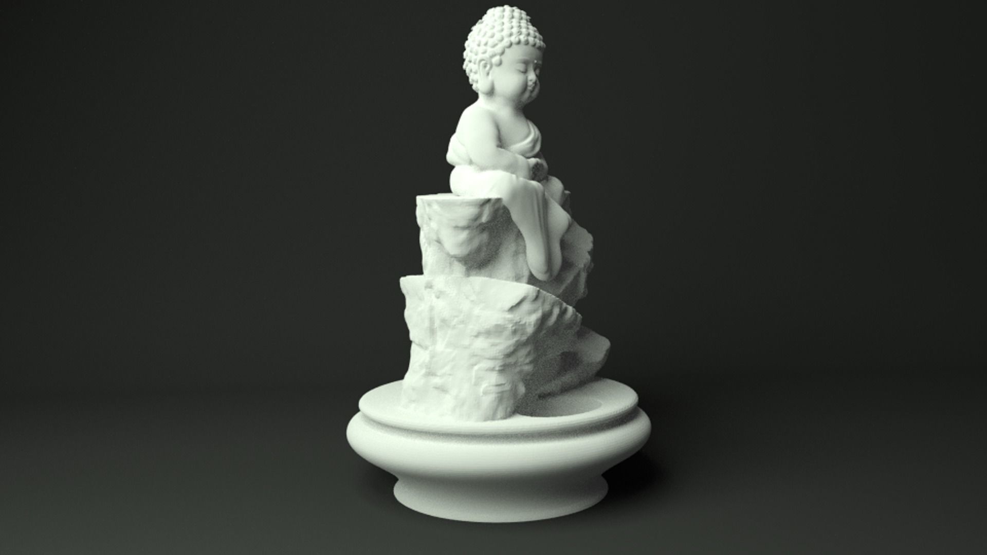 BackFlow Incense Burner Baby Buddha and Rocks for 3D printing 3D print model_5
