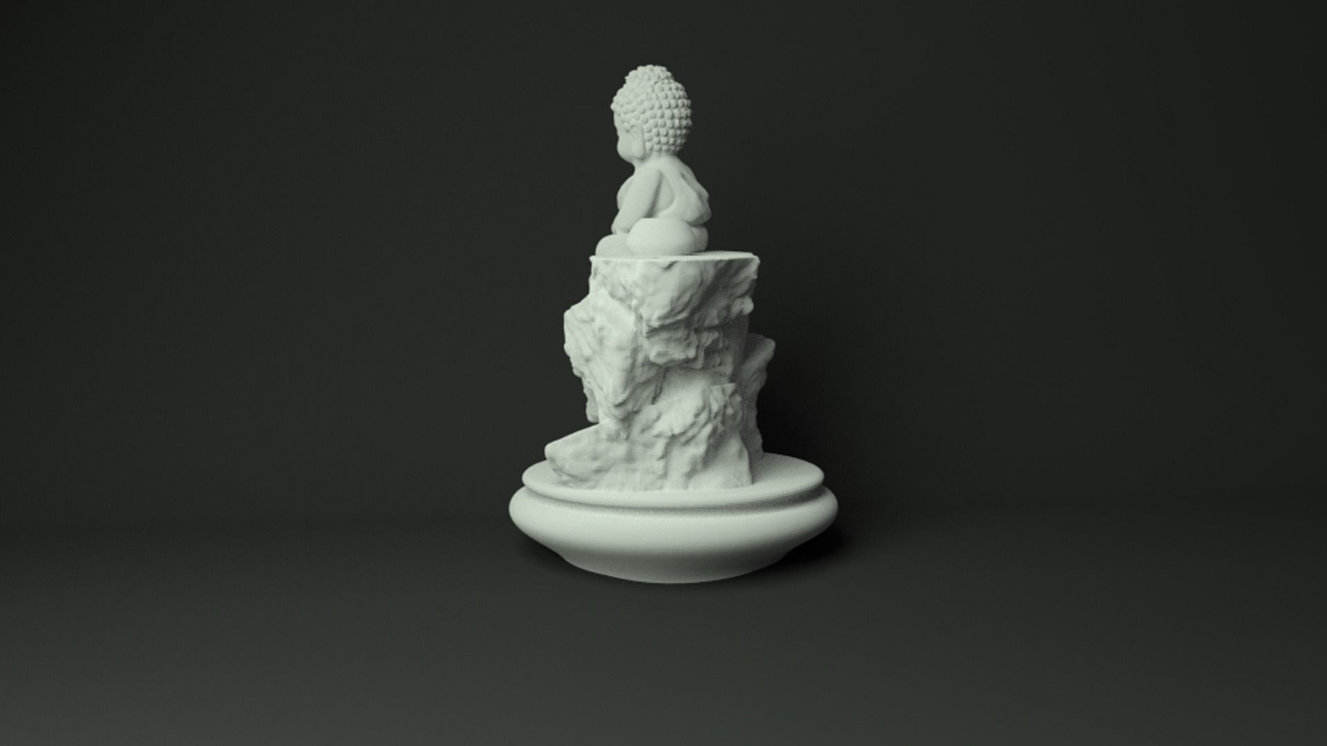 BackFlow Incense Burner Baby Buddha and Rocks for 3D printing 3D print model_4