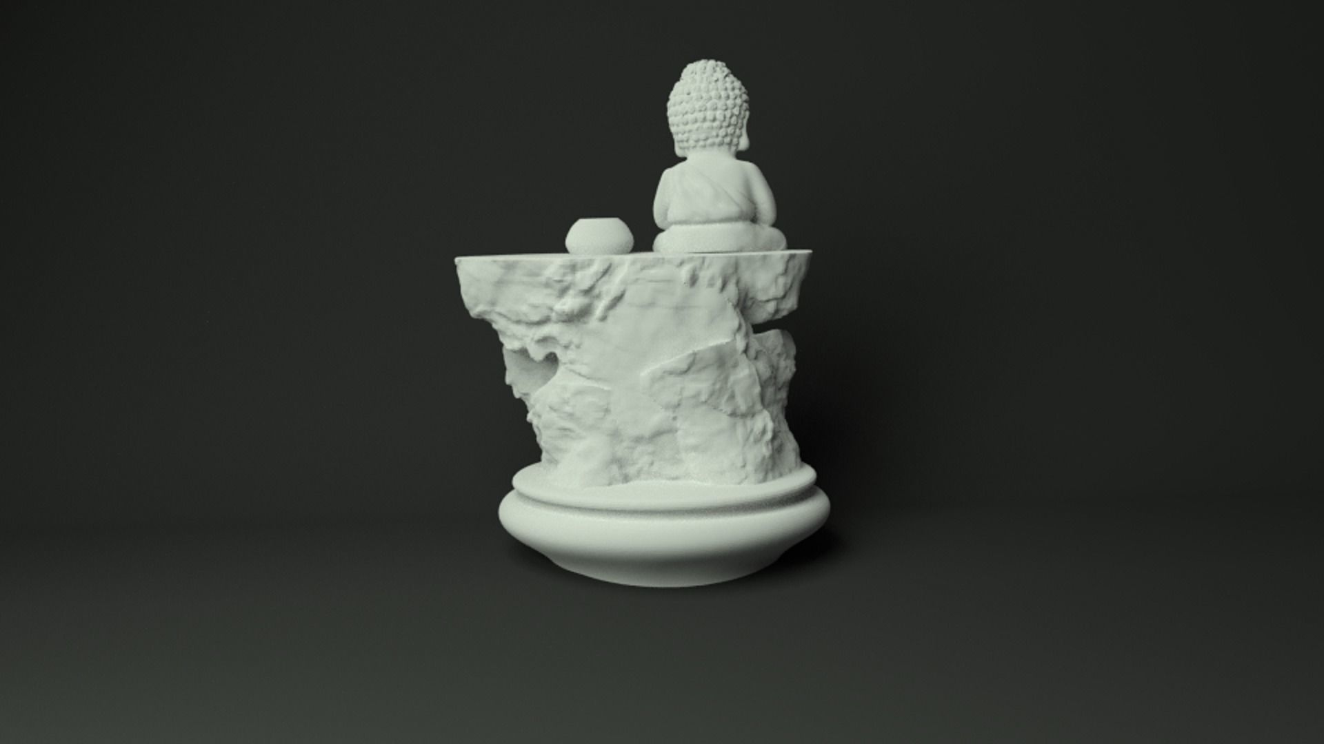 BackFlow Incense Burner Baby Buddha and Rocks for 3D printing 3D print model_6