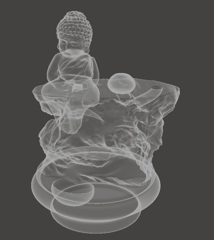 BackFlow Incense Burner Baby Buddha and Rocks for 3D printing 3D print model_7