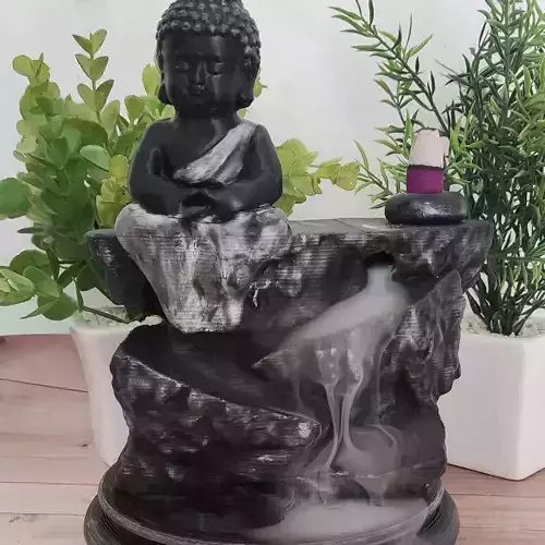 BackFlow Incense Burner Baby Buddha and Rocks for 3D printing 3D print model