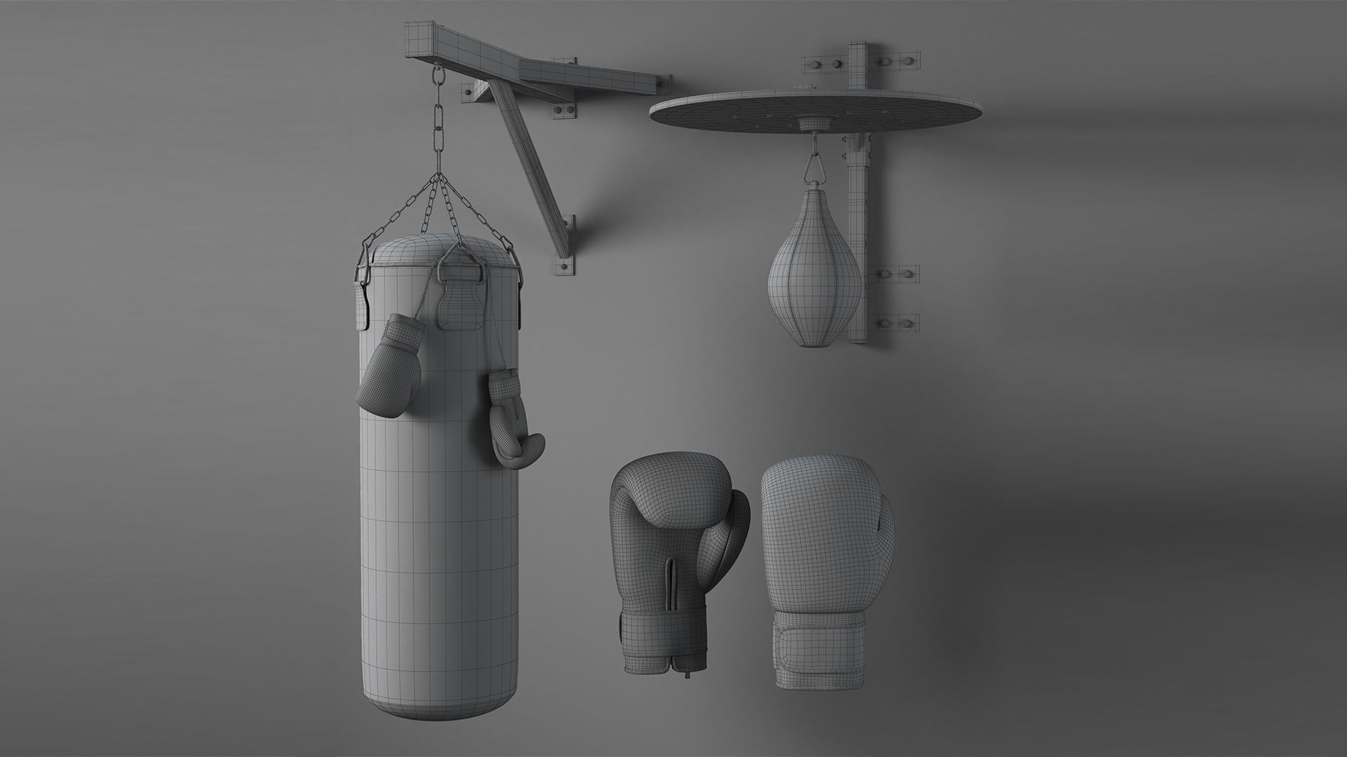 Boxing bag and gloves set from ROX Low-poly 3D model_9
