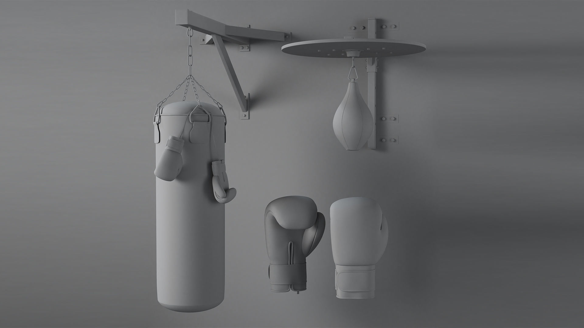 Boxing bag and gloves set from ROX Low-poly 3D model_8