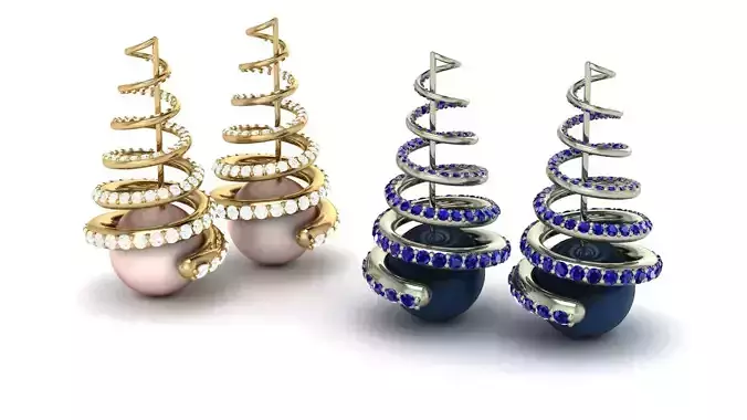 Pearl earrings with gems