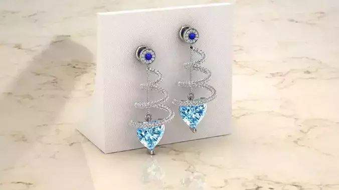 Blue heart earrings