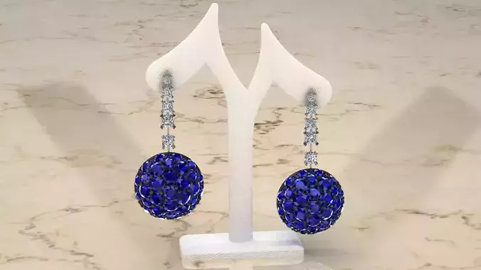 Blue round earrings 3D print model