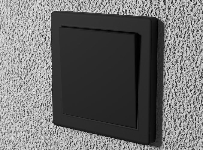 Interior switch - black single Low-poly 3D model