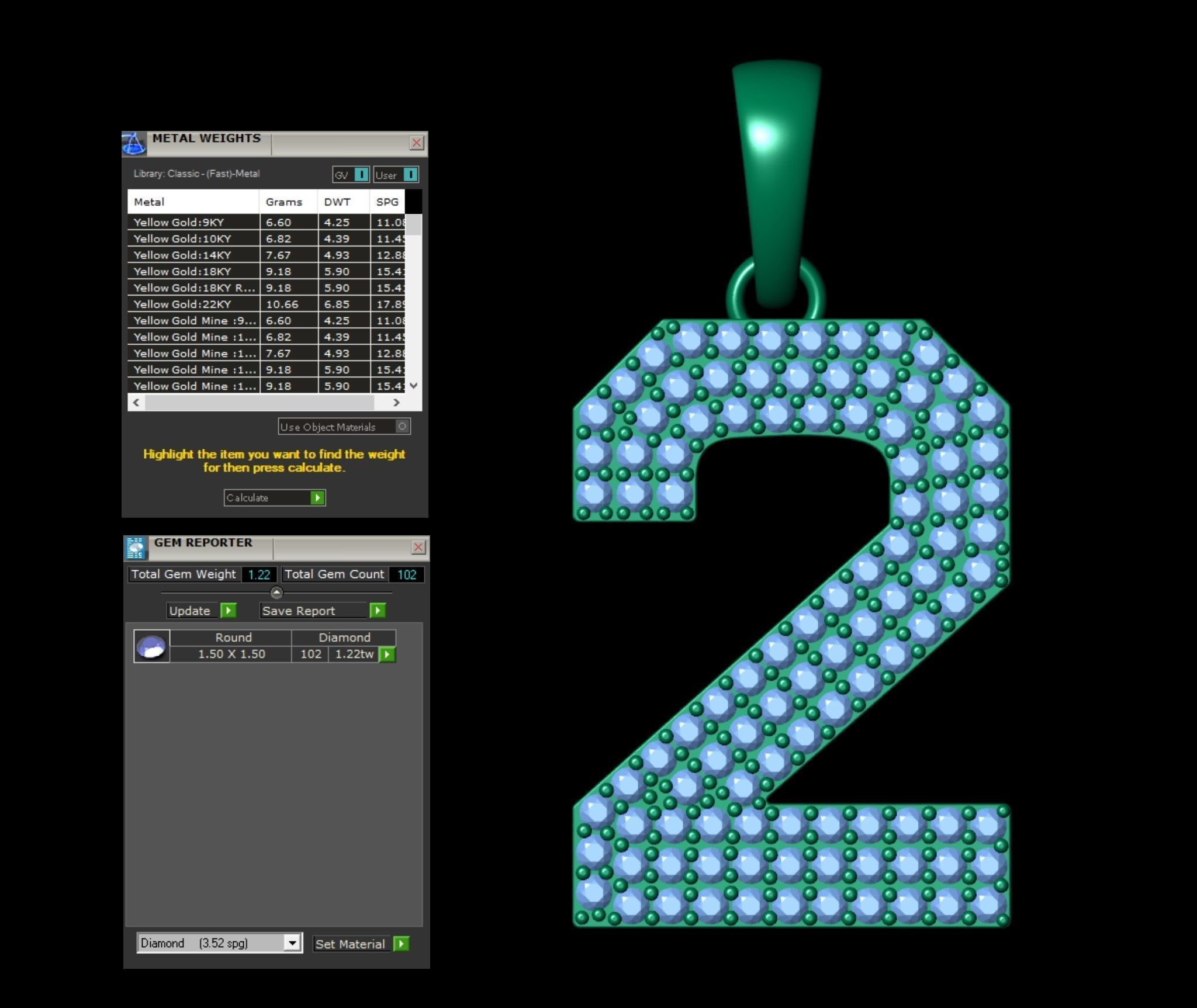 HipHop Numbers Diamond Pendant 3D Model Collection_12