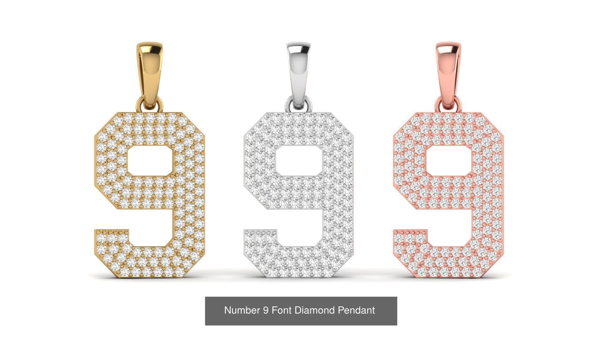 HipHop Numbers Diamond Pendant 3D Model Collection_10