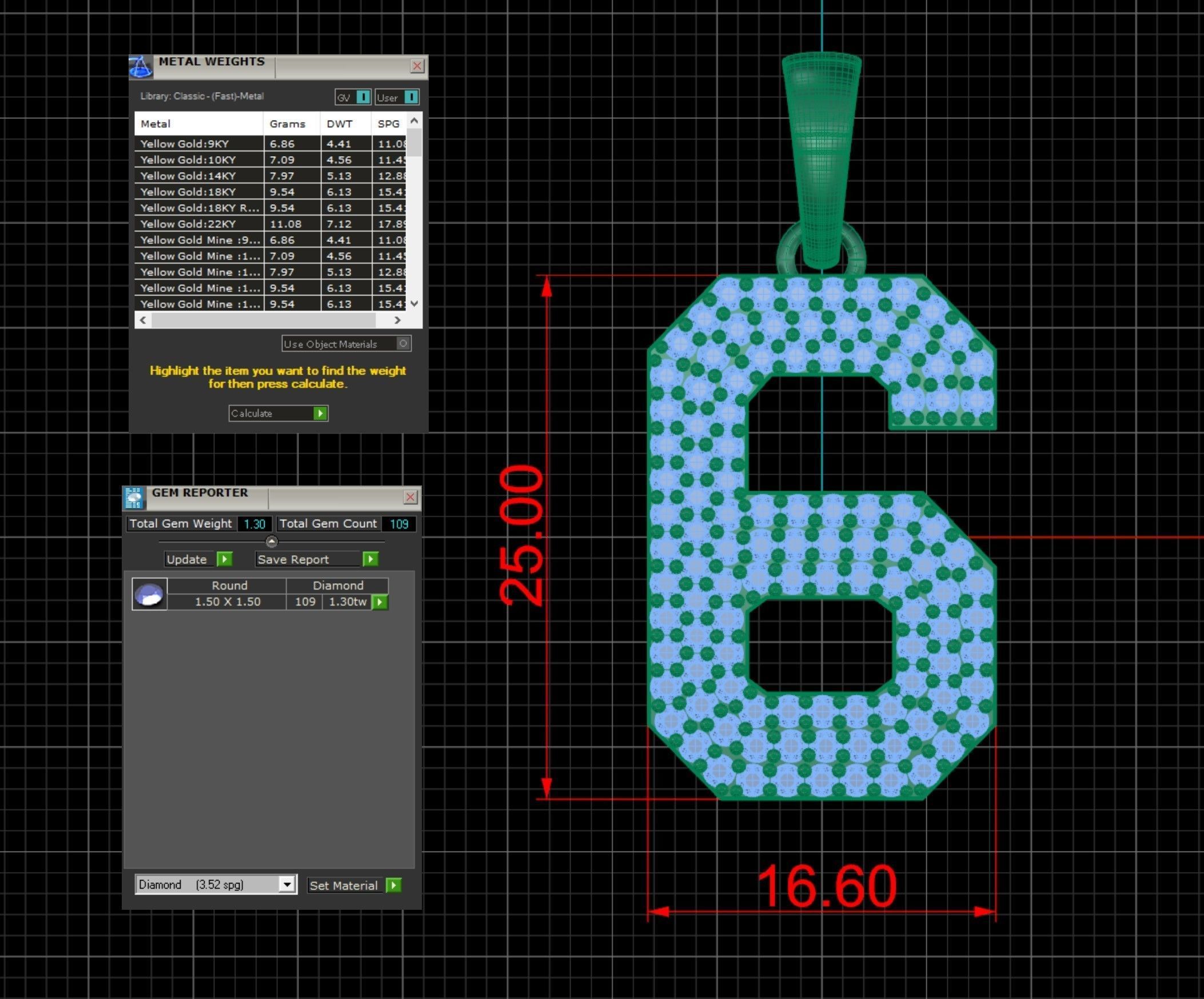 HipHop Numbers Diamond Pendant 3D Model Collection_16