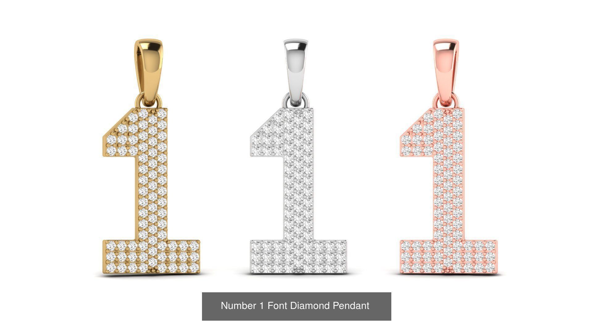HipHop Numbers Diamond Pendant 3D Model Collection_2