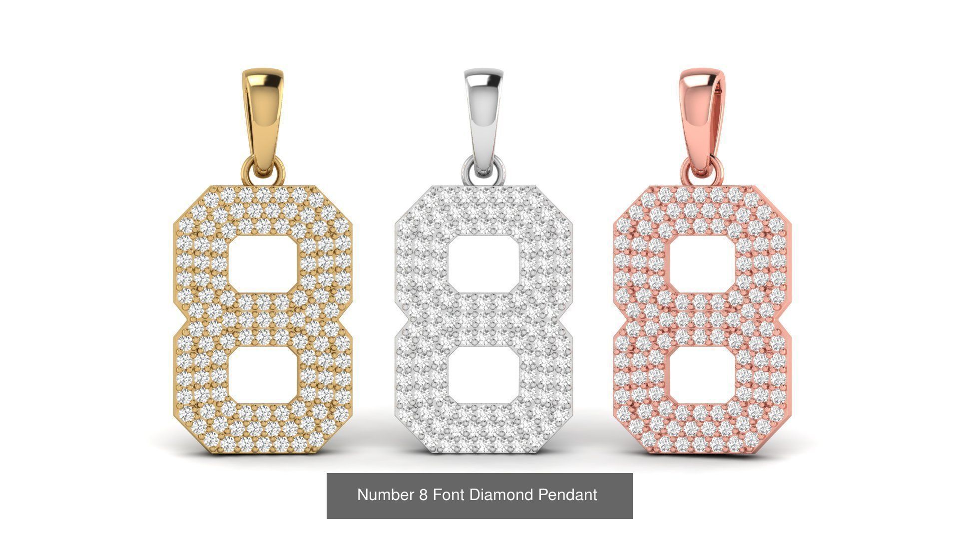 HipHop Numbers Diamond Pendant 3D Model Collection_9