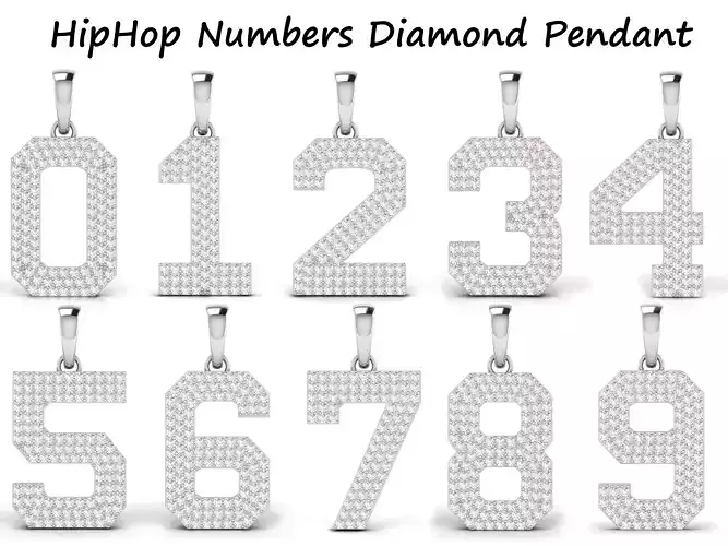 HipHop Numbers Diamond Pendant 3D Model Collection