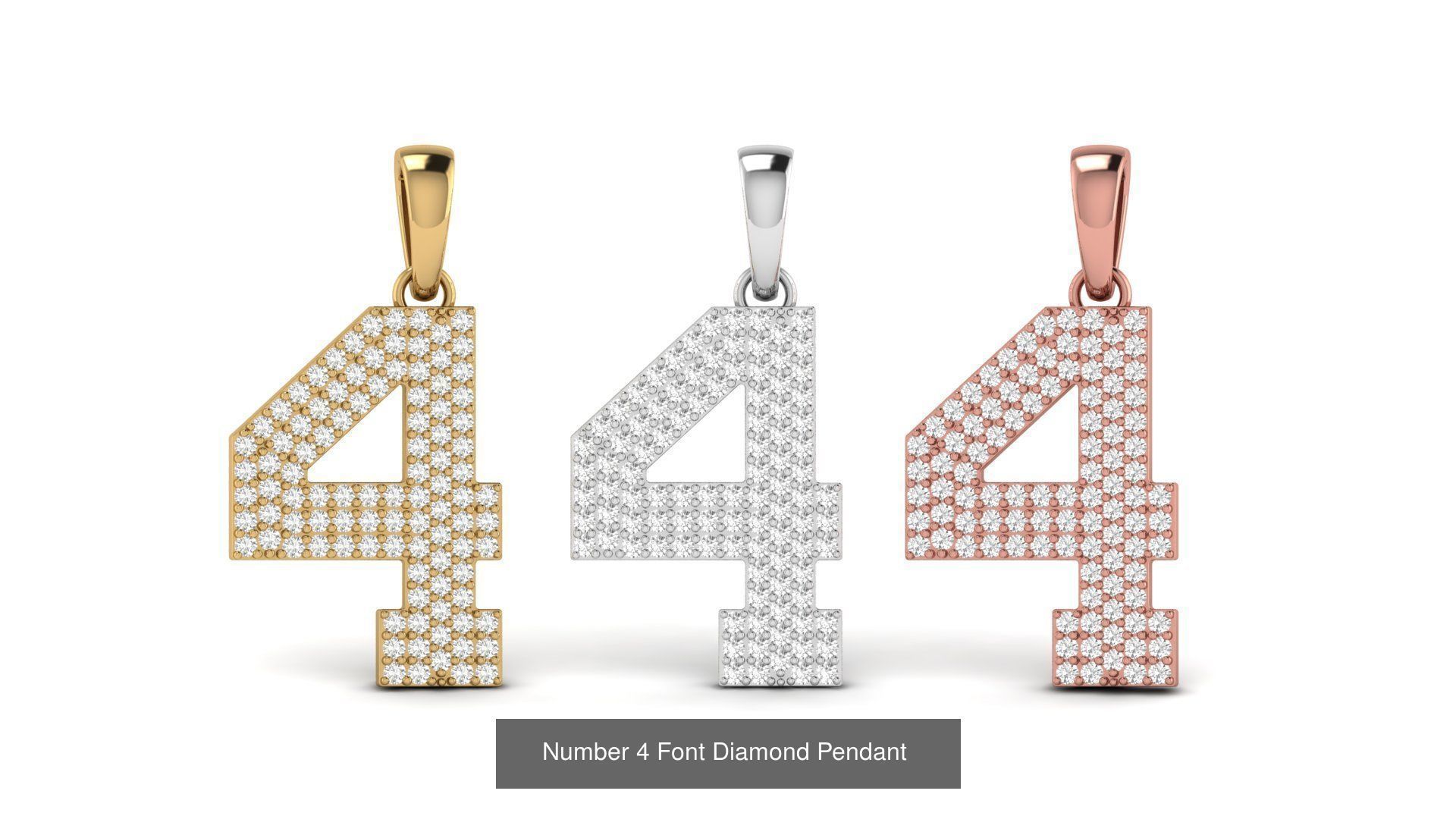 HipHop Numbers Diamond Pendant 3D Model Collection_5