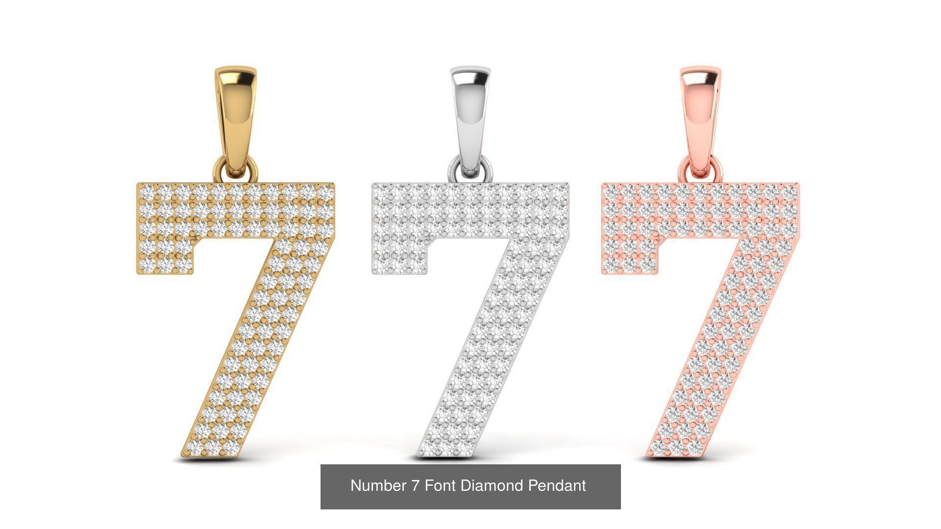 HipHop Numbers Diamond Pendant 3D Model Collection_8