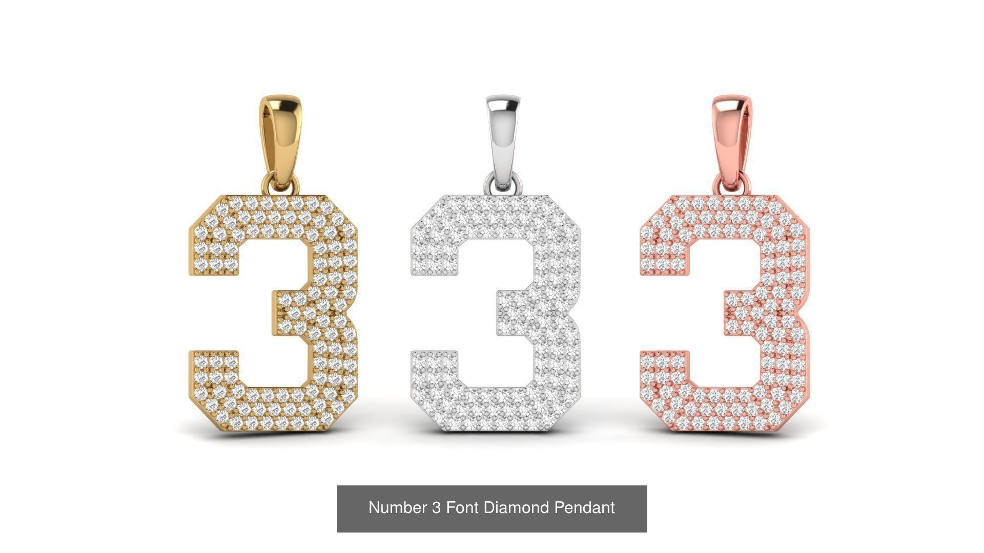 HipHop Numbers Diamond Pendant 3D Model Collection_4