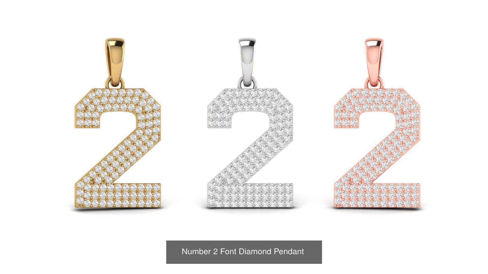 HipHop Numbers Diamond Pendant 3D Model Collection_3