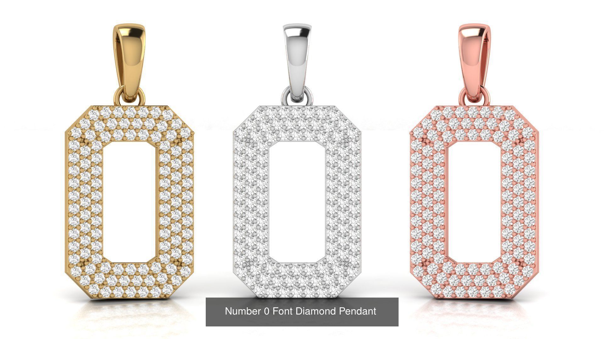 HipHop Numbers Diamond Pendant 3D Model Collection_1