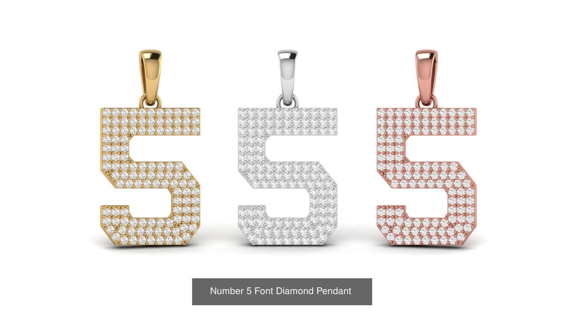 HipHop Numbers Diamond Pendant 3D Model Collection_6