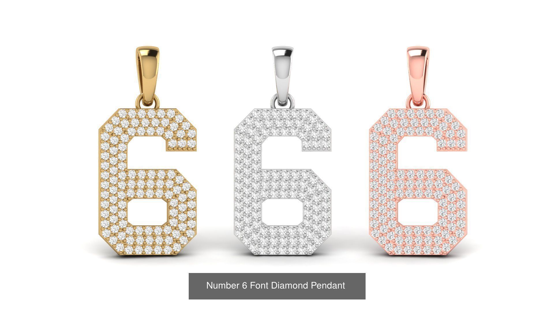HipHop Numbers Diamond Pendant 3D Model Collection_7