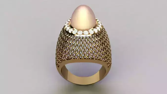 Knot builder ring with pearl 3D print model