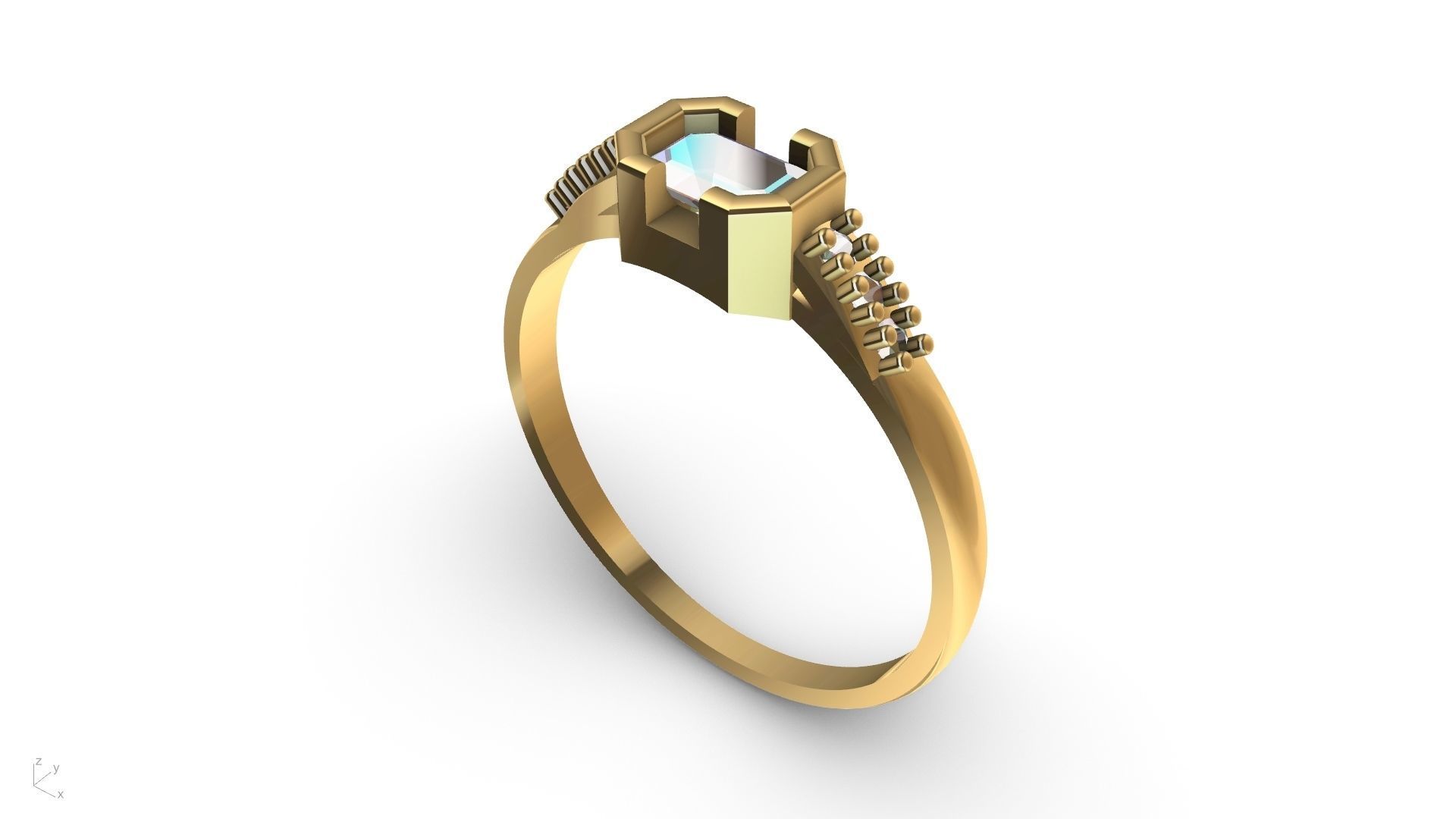 emerald ring stl verified  3D print model_3