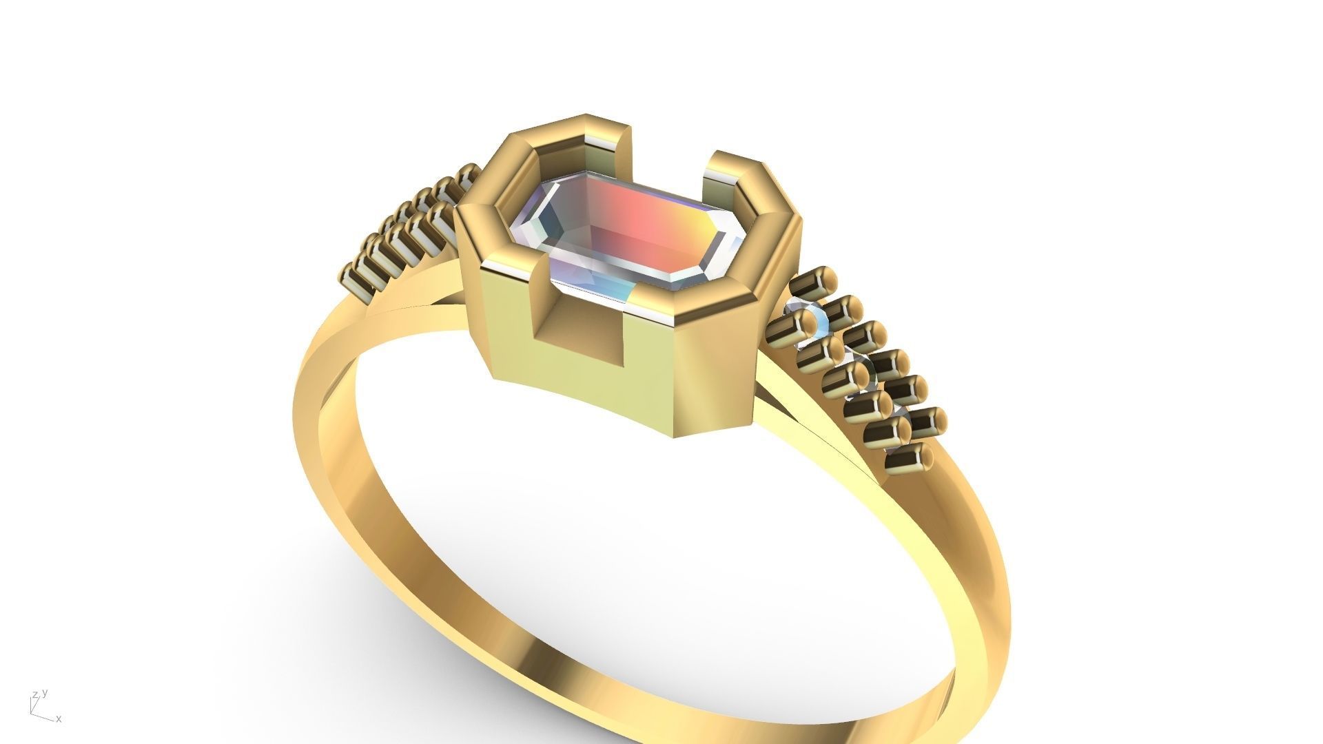 emerald ring stl verified  3D print model_12