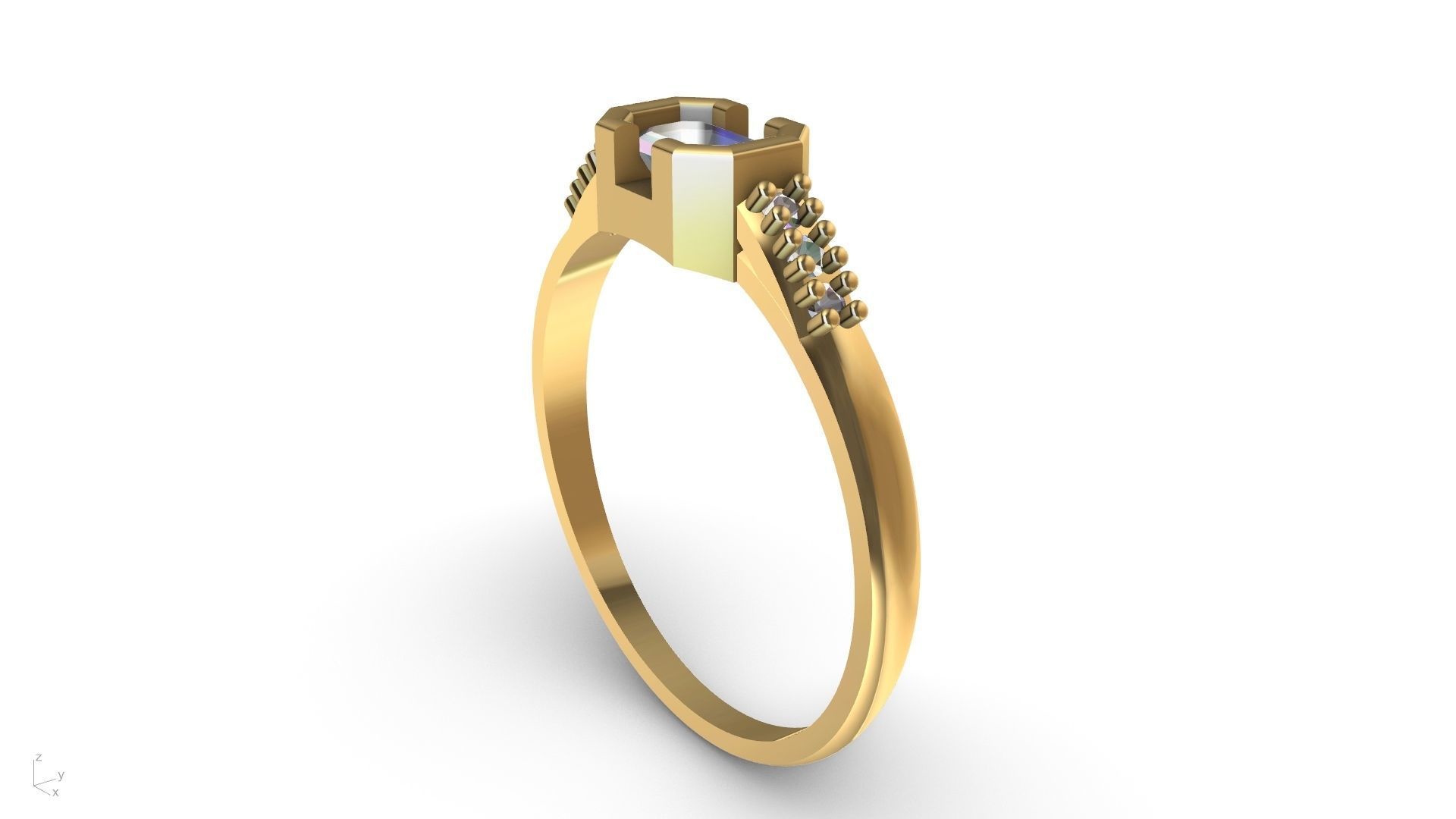 emerald ring stl verified  3D print model_14
