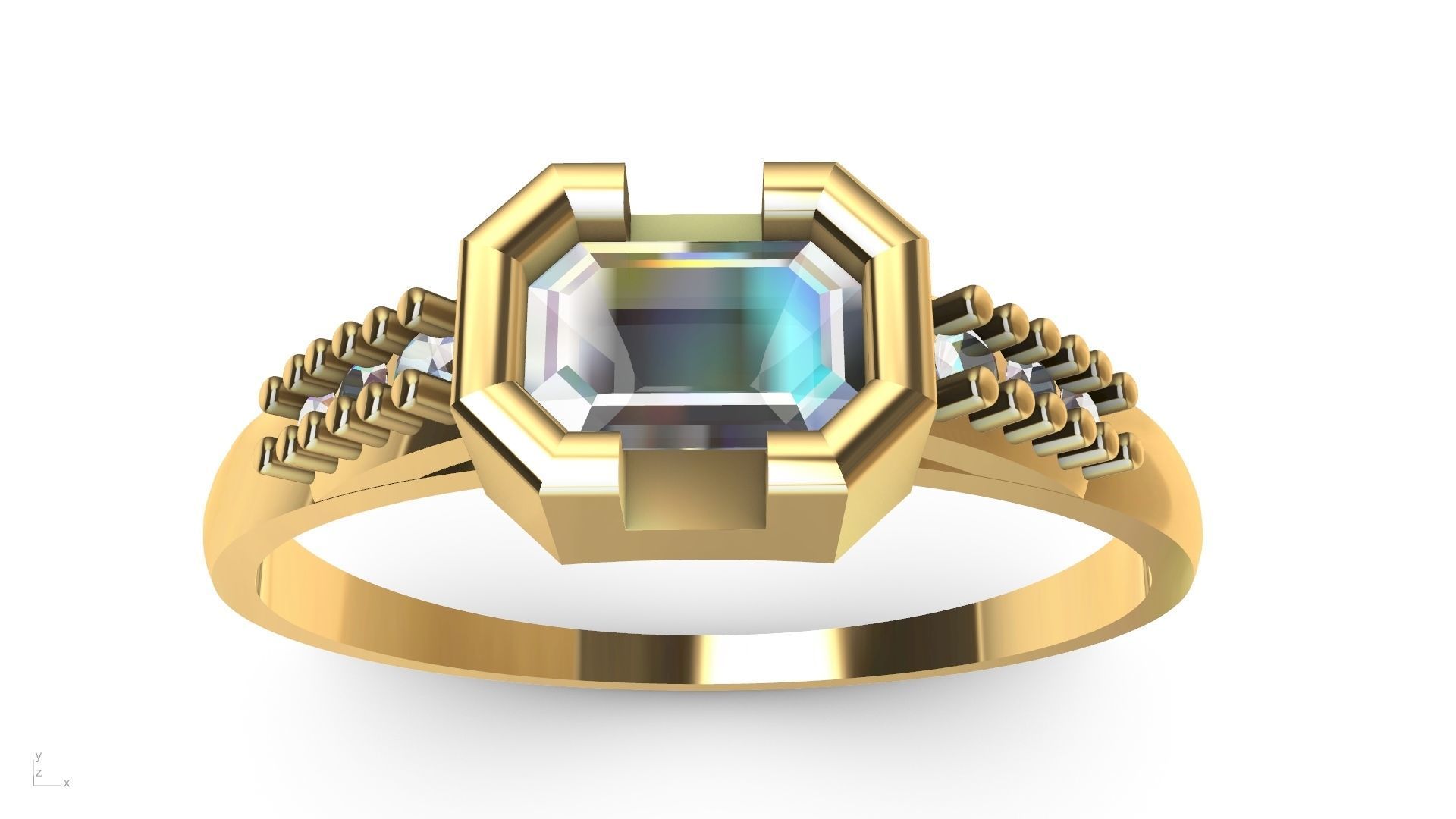 emerald ring stl verified  3D print model_11