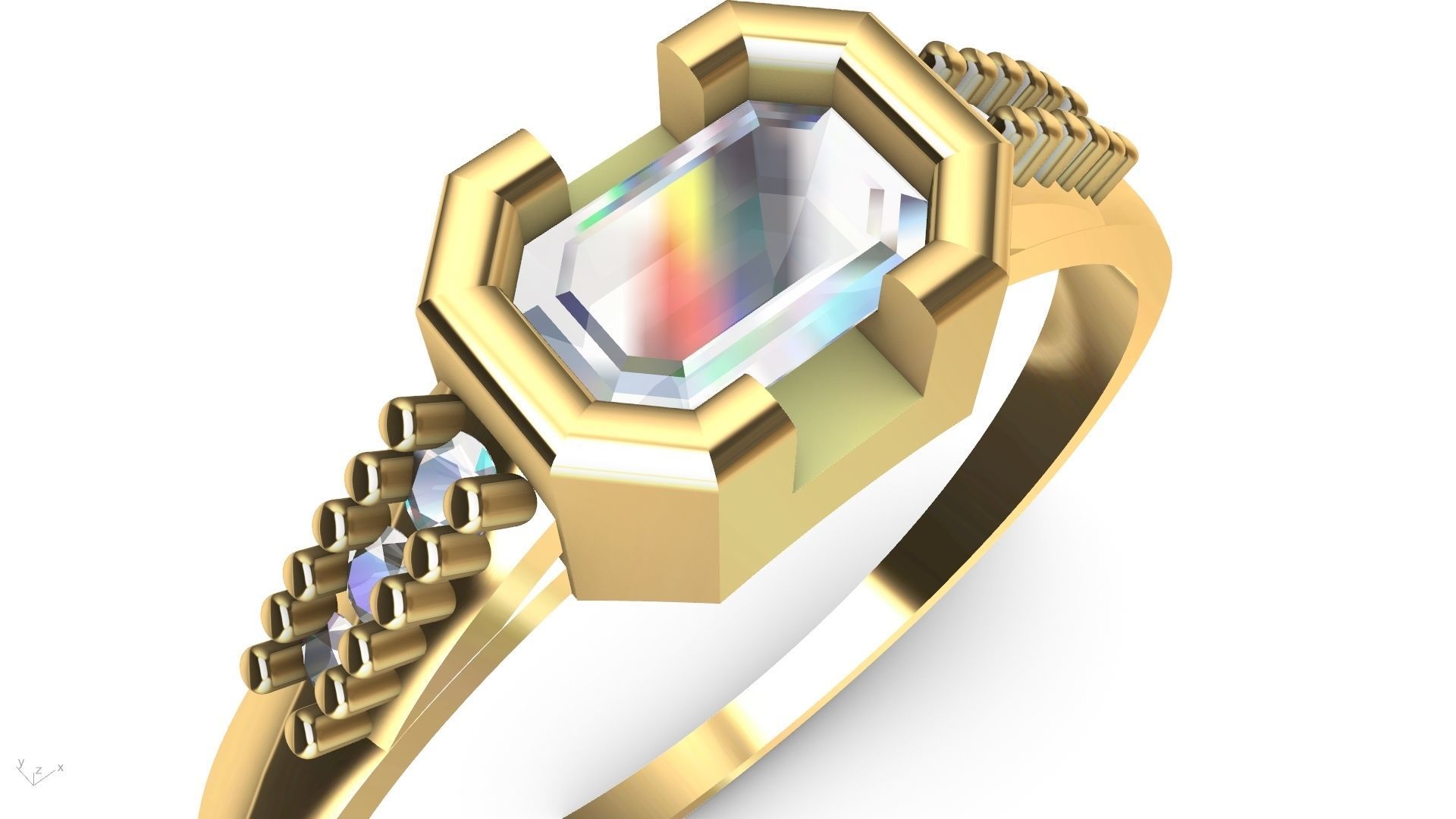 emerald ring stl verified  3D print model_7