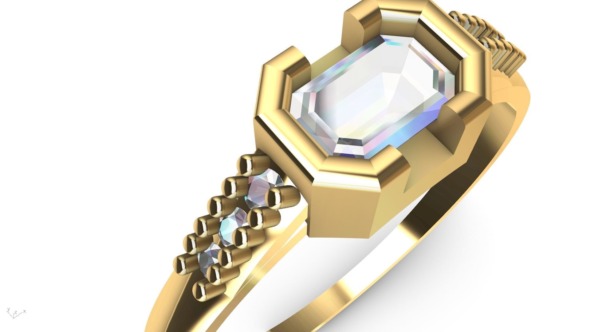 emerald ring stl verified  3D print model_6