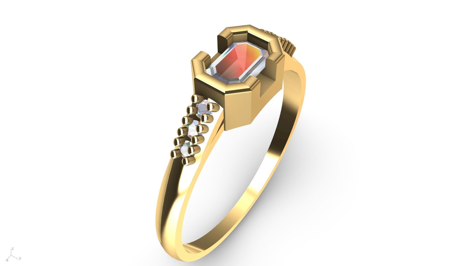 emerald ring stl verified  3D print model_23