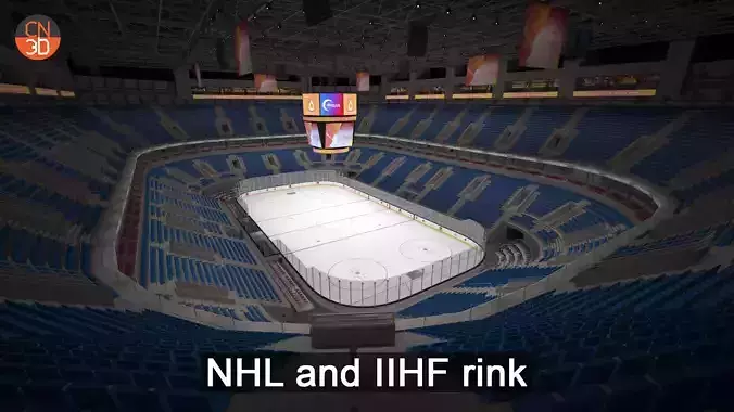 NHL and IIHF Ice Hockey Arena - interior - low poly Low-poly 3D model